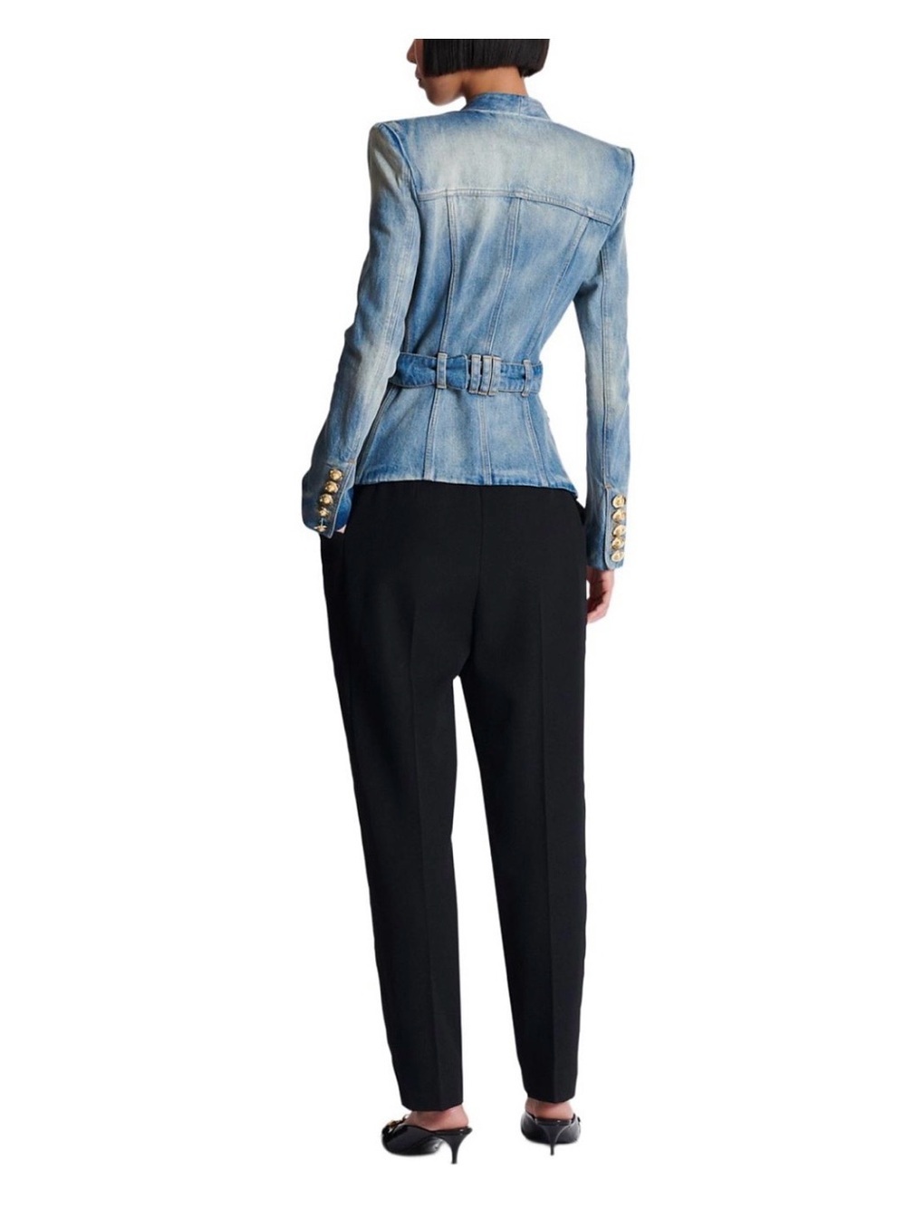 Balmain Denim Belted Blazer Jacket - Picture 3 of 4